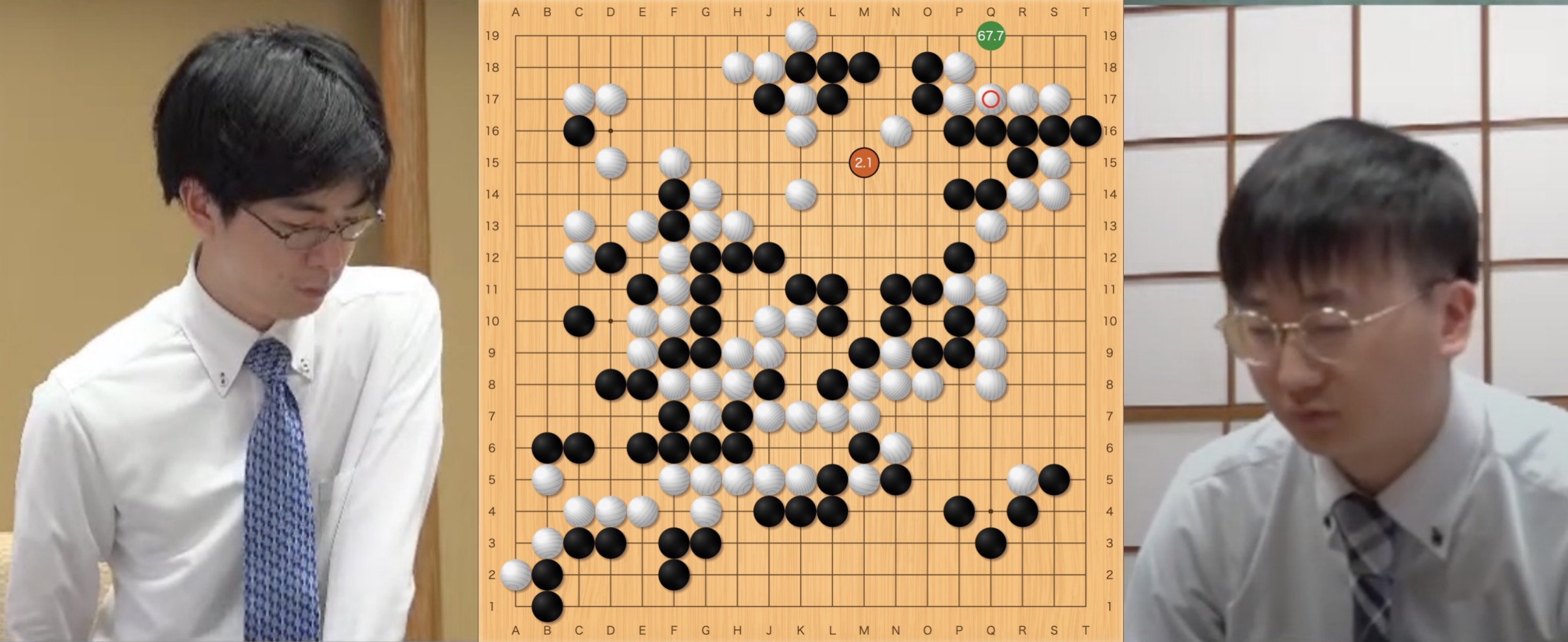 「第50期碁聖戦挑戦者決定戦」(黒)大竹優七段 対 芝野虎丸十段(白)