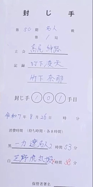 第50期名人戦第1局 1日目の流れ