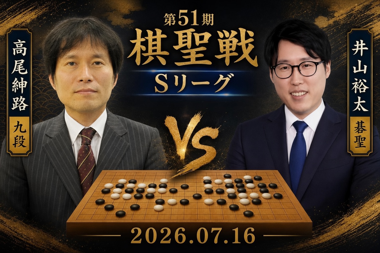 高尾紳路九段が井山裕太碁聖に勝利、Sリーグ大混戦の展開に