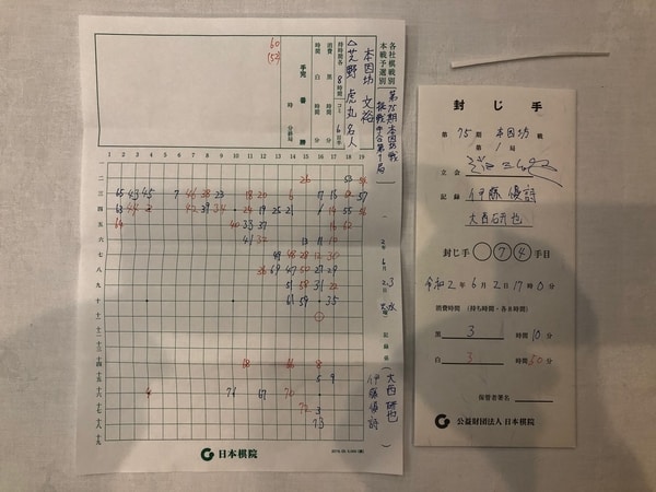 第75期本因坊戦挑戦手合七番勝負第1局